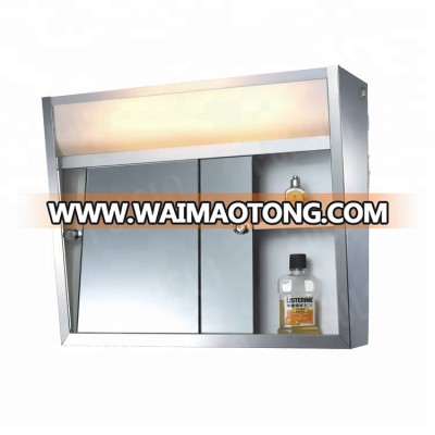 Top-Lighted Sliding Bathroom Mirror Cabinet, steel cabinet