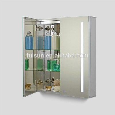 Hotel bathroom aluminum bathroom led mirror cabinet with two doors