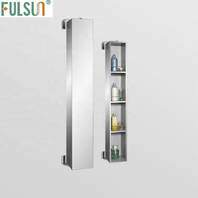 Surface mount Stainless Steel Wrapped MDF revolving Bathroom mirror cabinet